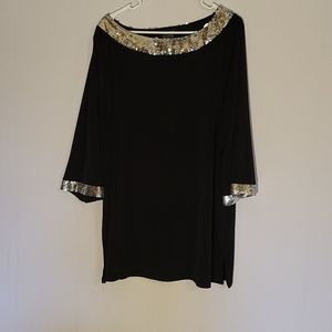 Charter Club Black & Silver Sequin Shirt